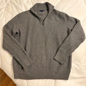 Men's Gray Quarter- Zip Sweater
